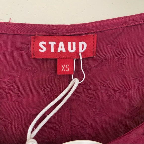 STAUD maroon mars jacquard ruched crop top NWT - Picture 10 of 12